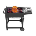 Trolley Charcoal BBQ nwere akụkụ shelf